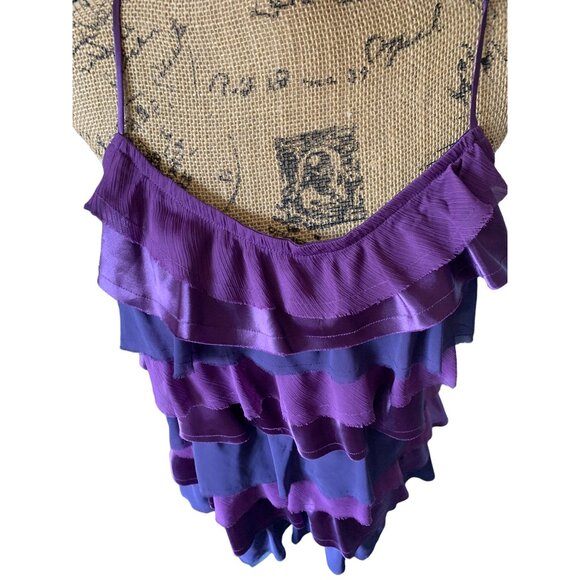 🍒 2/$20 🍒 Purple Multi-Layer Ruffled Tank Top in Varying Shades sz Large - Picture 5 of 6